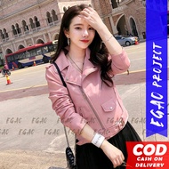 Jaket Wanita Korea / Jaket Kulit Motor Wanita Sintetis - Baby Pink