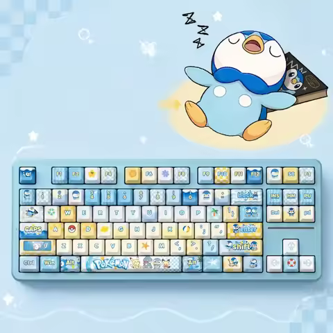 Pokémon Keycap Piplup Cute 2D Peripheral Mechanical Keyboard Cross-axis Original MOA Game Esports Ac
