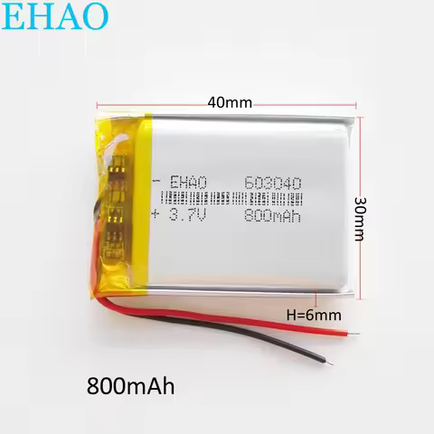 3.7V 800mAh Lithium Polymer LiPo Rechargeable Battery 603040 For Mp3 PAD DVD E-book Bluetooth Headse