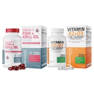 Vitamin K2 (MK7) with D3 Supplement Omega-3 Fish + Krill Oil 1000 MG