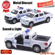 Diecast Miniature toy car Police Truck Metal Material with Sound Light Police Truck