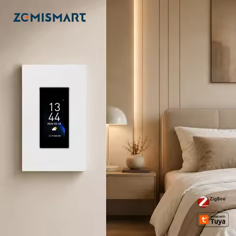 Zemismart 2 Gang Zigbee Touchscreen Switch with Power Statistics Radar Wake-Up Screen US Work with T