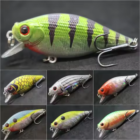 wLure Crankbait Fishing Lure 6.5cm 7.4g Flat Body Wide Wobbler Musky Bait Floating Tank Tested Hard