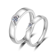 Cincin Couple Pasangan Hati Kristal Wedding Love Ring Nikah Valentine Kado Adjustable Anti Karat