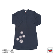 เสื้อแตงโม (SUIKA) - =ชุดเดรสคอจีนทรงผู้หญิง แขนสามส่วน ผ้าลินิน (LN.DJE3-001)