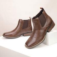 รองเท้าบูทคาวบอยสำหรับผู้ชาย ทรงหัวเหลี่ยม สวมใส่ง่าย เหมาะสำหรับทำงานและลำลอง สไตล์ตะวันตก Chelsea 