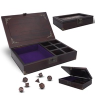 DND dice tray 2 in 1 - dnd dice sets metal with a wooden box - dice tray for rolling & storage organ