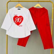 MERAH Women's Ri Hut Suit 17 August Setcel Bju 17August Adult Wanset Oneset Merput Jogger Setcell Di
