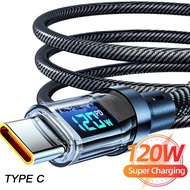 120W USB Type C Fast Charging Cable For Samsung Xiaomi Huawei Android Phones Tablet Universal USB-C Digital Display Charger Cord