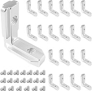 Pack of 20 Inner Angle Connectors, T Slot T-Slot Inner Angle, Aluminium Profile 3030 Groove 8 M6 T-N