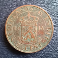 Uang kuno koin 2,5  Cent Nederlandsch Indie tahun 1914
