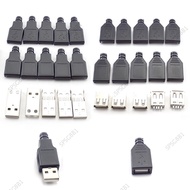 3 in 1 USB 2.0 Type A male Female 4 Pin power Socket cable Connector Plug With Black Plastic Cover Solder Type DIY repair  SG8B1