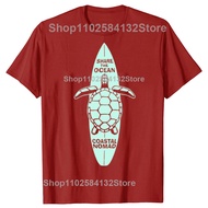 Funny Coastal Nomad T Shirt SUP Surf Paddle Board Surfing Ocean Sea Turtle Short Sleeve Birthday Gif