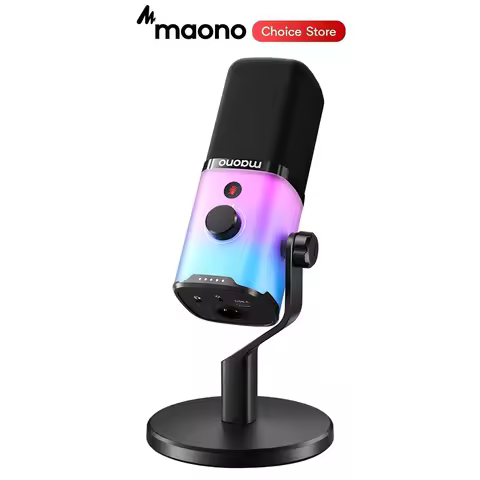 MAONO PD100X RGB Gaming Microphone USB/XLR Dynamic Microphone Noise Reduction Mute Headphone Jack fo