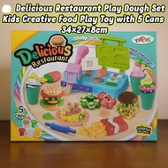 Delicious Restaurant Play Dough Set – Kids Creative Food Play Toy with 5 Cans – 34x27x8cm