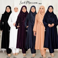 Suit Marissa 14.0 - Jubah Seluar Muslimah Suit Umrah Haji Ironless Hitam Putih Dark Purple Grey Dark