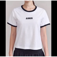 AIMER-Classic Ribbed Contrast T-Shirt in Black Women's 2nd Hand