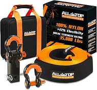 ALL-TOP Tow Strap Kit with Hitch Receiver, 3" x 20' Nylon Recovery Strap 35,000lb Break Strength, He