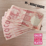 VF+ Asli 100 Rupiah Badak Jawa Tahun 1977 Uang Kertas Kuno duit lama