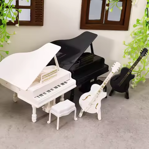 Dollhouse Simulation Model, Grand Piano Furniture, Mini Miniature Ornaments, Musical Instruments, Pr