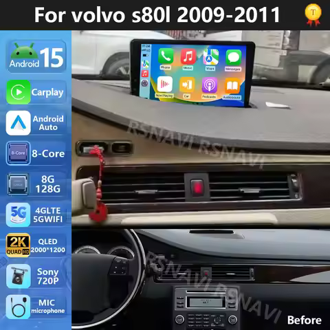 Plug and Play Android 15 Car Radio Multimedia Player For VOLVO S80 S80L 2006 - 2010 Auto Carplay Ste