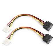 RLECS 2pcs SATA Male to IDE Molex 4Pin Female HDD Extension Power Adapter Cable 15 Pin 20cm for Seri