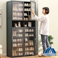 Transparent Shoe Cabinet Grey Shoe Rack Home Entrance Dustproof Shoe Shelf Tall Shoes Cabinet - 3/7/9/11/12tiers