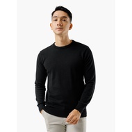 Gomuda Men's Crewneck Knit Sweater Black Crewneck Sweater