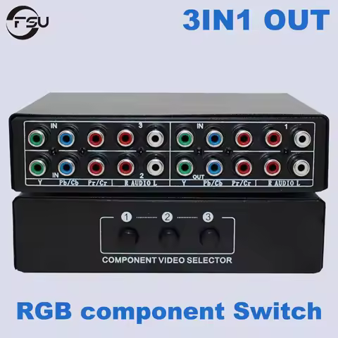 FSU RGB component Switch selector box 3 in 1 out RCA L/R Ypbpr component Switch AV Switcher hub for 