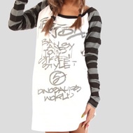 CO & LU Women's Clothing [BORDER Line Sleeve English Word Print Long Version Top] Discount F104-DA90