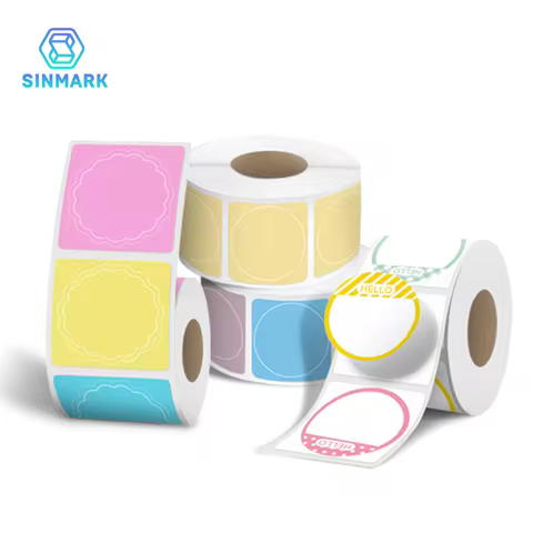 Colorful Circular Label Adhesive Paper Thermal Sticker Suitable for SINMARK Phomemo Portable Printer