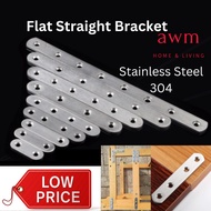 AWM Stainless Steel Flat Straight Bracket Joining Bracket sesiku besi Cabinet Bracket Papan Sambung 