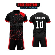 [ free nama+nomor ] jersey futsal dewasa/ baju bola terbaru - hitam l