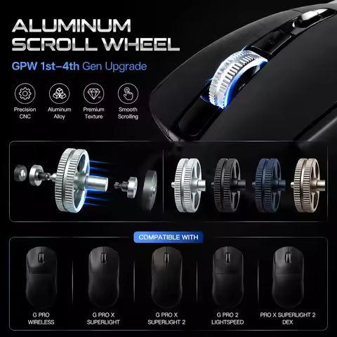Aluminum Alloy Mouse Scroll Wheel Pulley Rollers Replacement for Logitech G PRO X SUPERLIGHT/G PRO 2