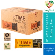 d'TIME Espresso Energy Bar (30x30g Bars Box) | Halal Vegan Snack | Premium Nuts & Dark Chocolate