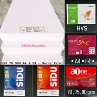HVS A4 Folio Paper F4 70Gsm Sidu 80Gsm - Ixora - PPLite -A One - Paper One - Mercy 70Gr