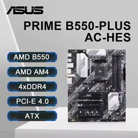 ASUS PRIME B550-PLUS AC-HES AMD AM4 Socket ATX Motherboard Support Ryzen 5 5600 R7 5700X3D CPU Dual 