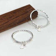 【🇸🇬 Ready Stock】 S999 Silver Baby Bangle with Gourds Charm