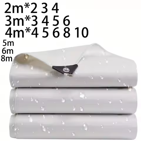 Large Tarpaulin Awning White 3x5 6 8m*8 10 12 3 4x4 6m Sun Shelter Tarp Waterproof Garden Rain Cover