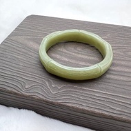 新疆和田黃口料竹節玉鐲女兒手鐲/細膩油潤/收藏/適50、51、52圈S