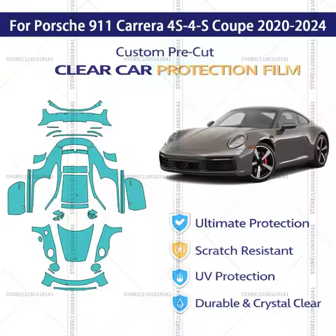 For Porsche 911 Carrera 4S-4-S Coupe 2020-2024 Pre-Cut Paint Protection Film PPF Transparent Car Fil
