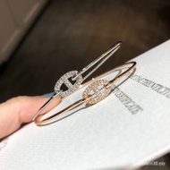 Hermes  Hermes[Herm*s Pig-nose bracelet with diamonds]Perfect two-tone：Silver/Rose Gold。A small, sim