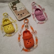 Mini crocs handphone strap, bag strap, alloy charms, peanut beads