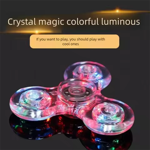 Crystal Luminous Fingertip Gyroscope Transparent Clover Beaming Hand Spinner LED Light Interesting E