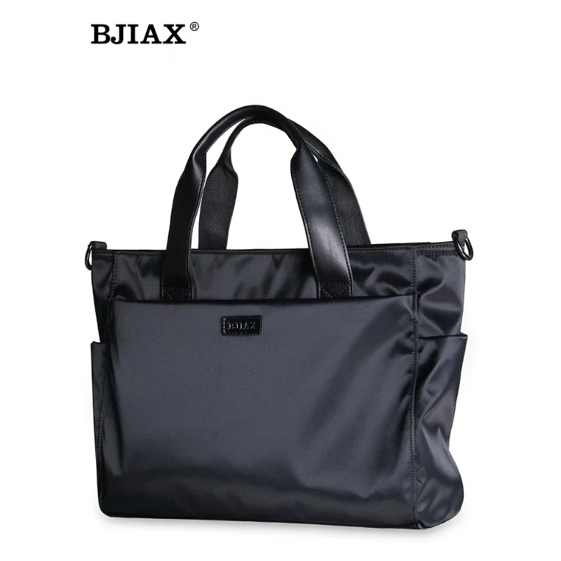 BJIAX New Men Bag Horizontal Business Casual Handbag Nylon Oxford Cloth Canvas Bag Single Shoulder Crossbody Bag Briefcase