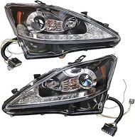 Pair Compatible For Lexus IS250 IS350 2006-2012 Left+Right Halogen Projector Headlights Headlamps LX
