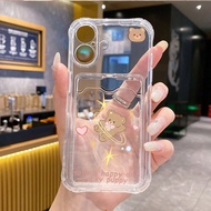 1pc Transparent White TPU Shockproof Protective Case With Star Elements Compatible With IPhone 6s 7 