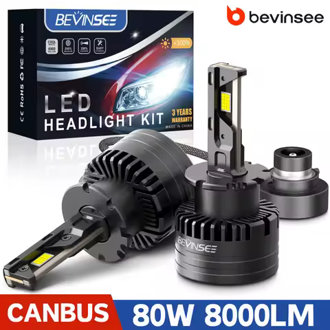 BEVINSEE D2S D2R LED CANBUS Headlight Bulbs 6000K White Replace HID Xenon 80W 8000LM D1S D1R D3S D3R