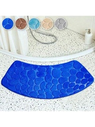 1個創意石紋扇形柔軟記憶泡沫浴室地墊,具有吸水和防滑功能