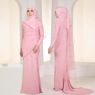 HIJABISTAHUB EDWINA BRIDE DRESS wedding dress muslimah baju nikah pengantin offwhite baju tunang